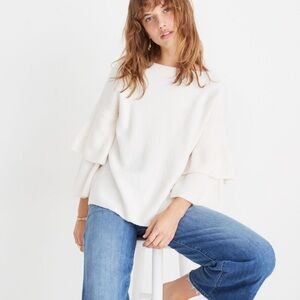Tier-Sleeve Pullover Sweater in Coziest Yarn (XS)